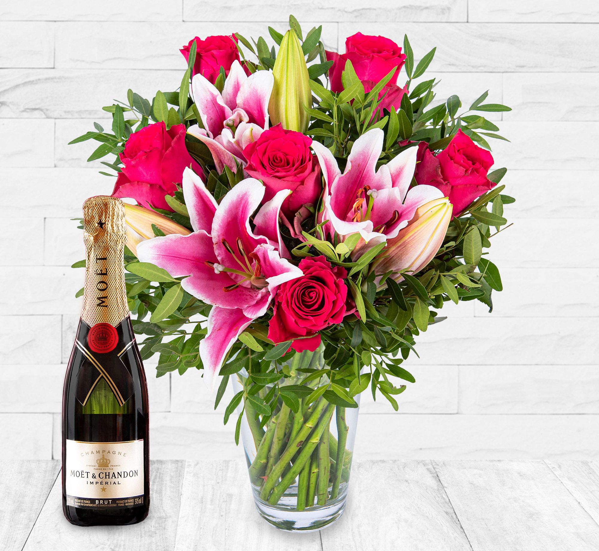 Roses and Lilies & Moet 37.5