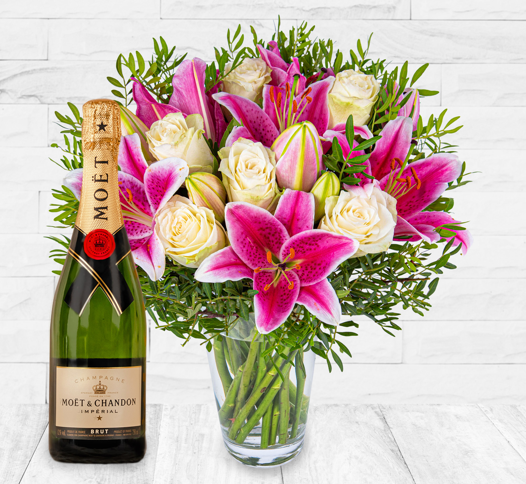 Classic Roses and Lilies & Moet 75