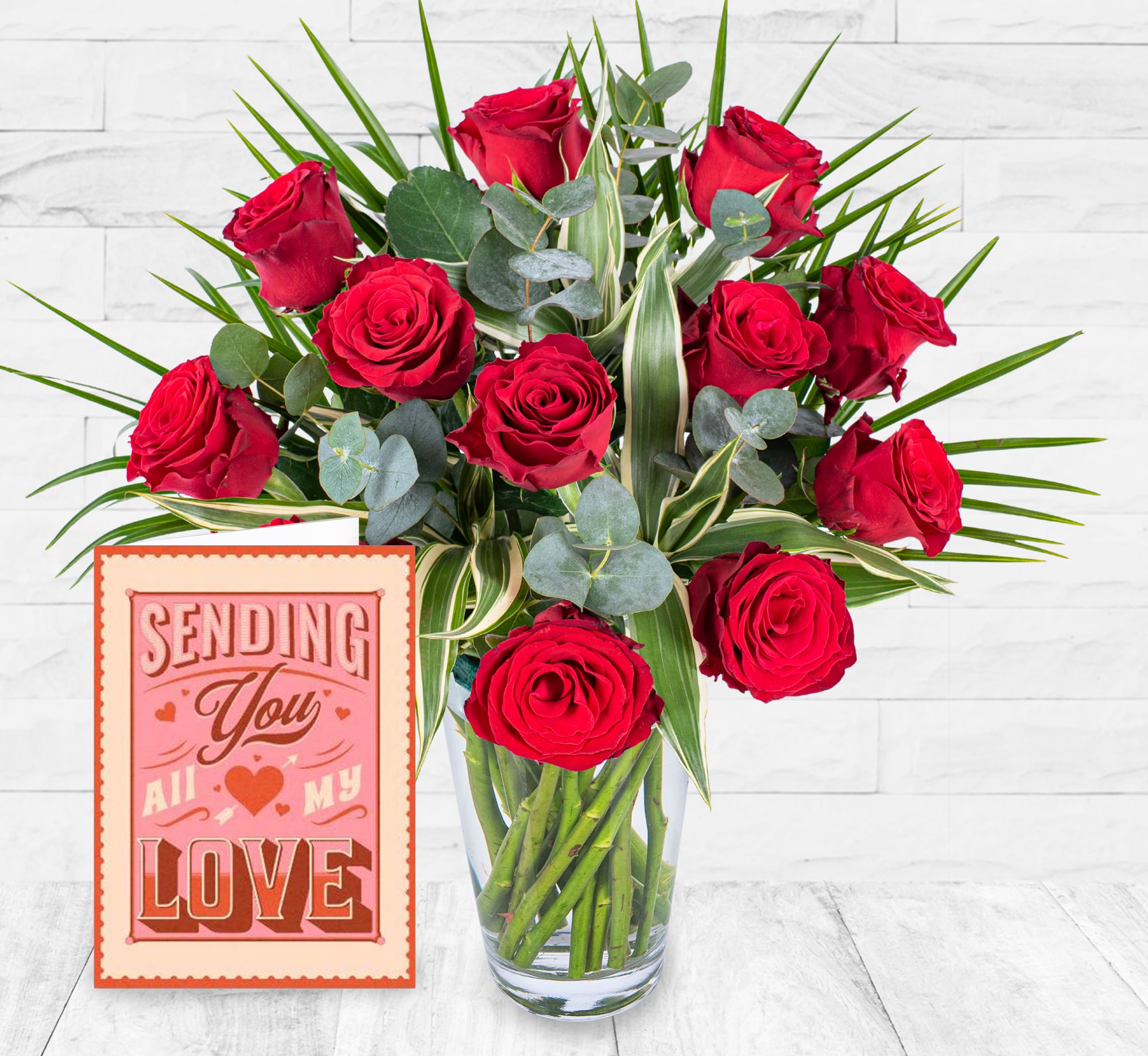 12 Red Roses & Card