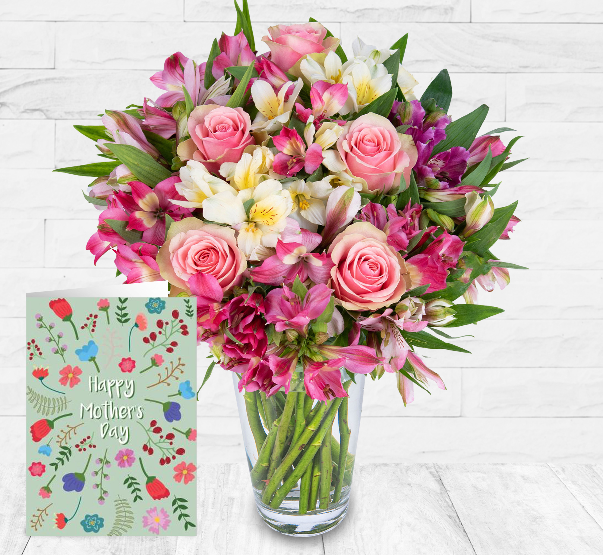 Peruvian Lily & Rose & Card