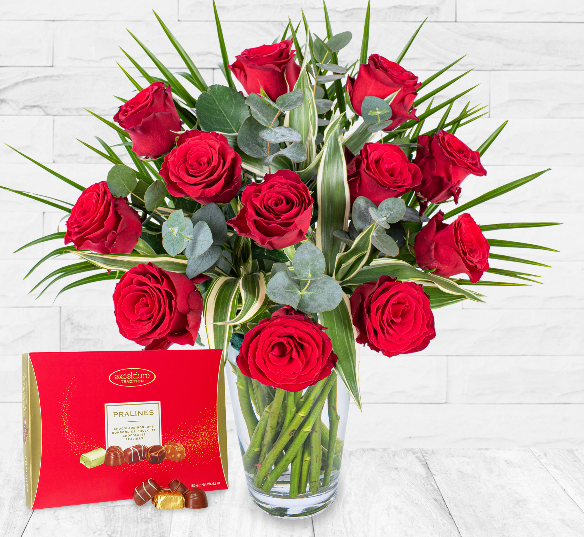 12 Red Roses & Chocolates | 123 Flowers