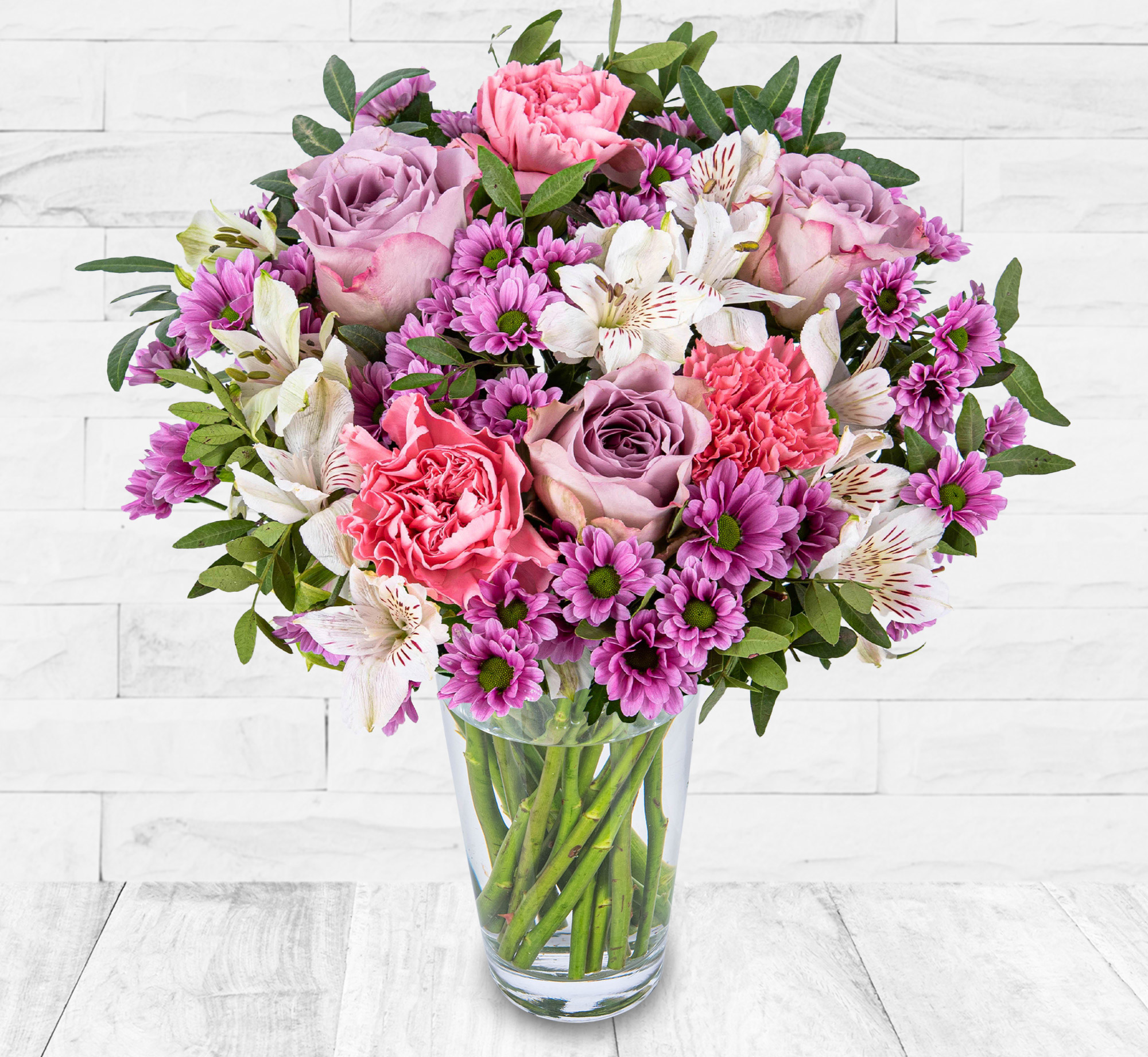 Pastel Pleasures – Free Delivery - Roses, Peruvian Lilies & Carnations – Birthday Flowers – Flower Delivery
