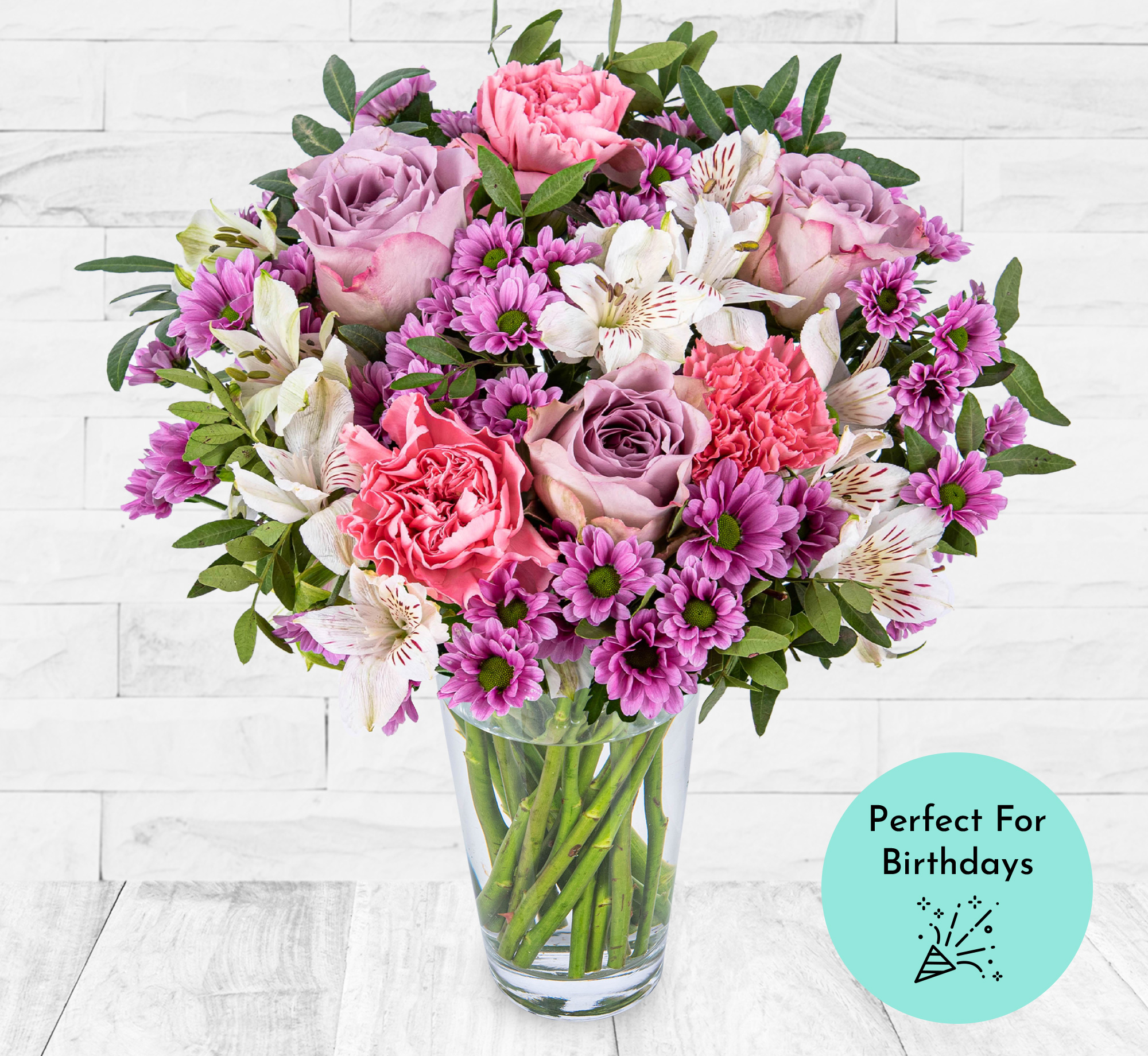 Pastel Pleasures - Free Delivery - Roses, Peruvian Lilies & Carnations - Birthday Flowers - Flower Delivery