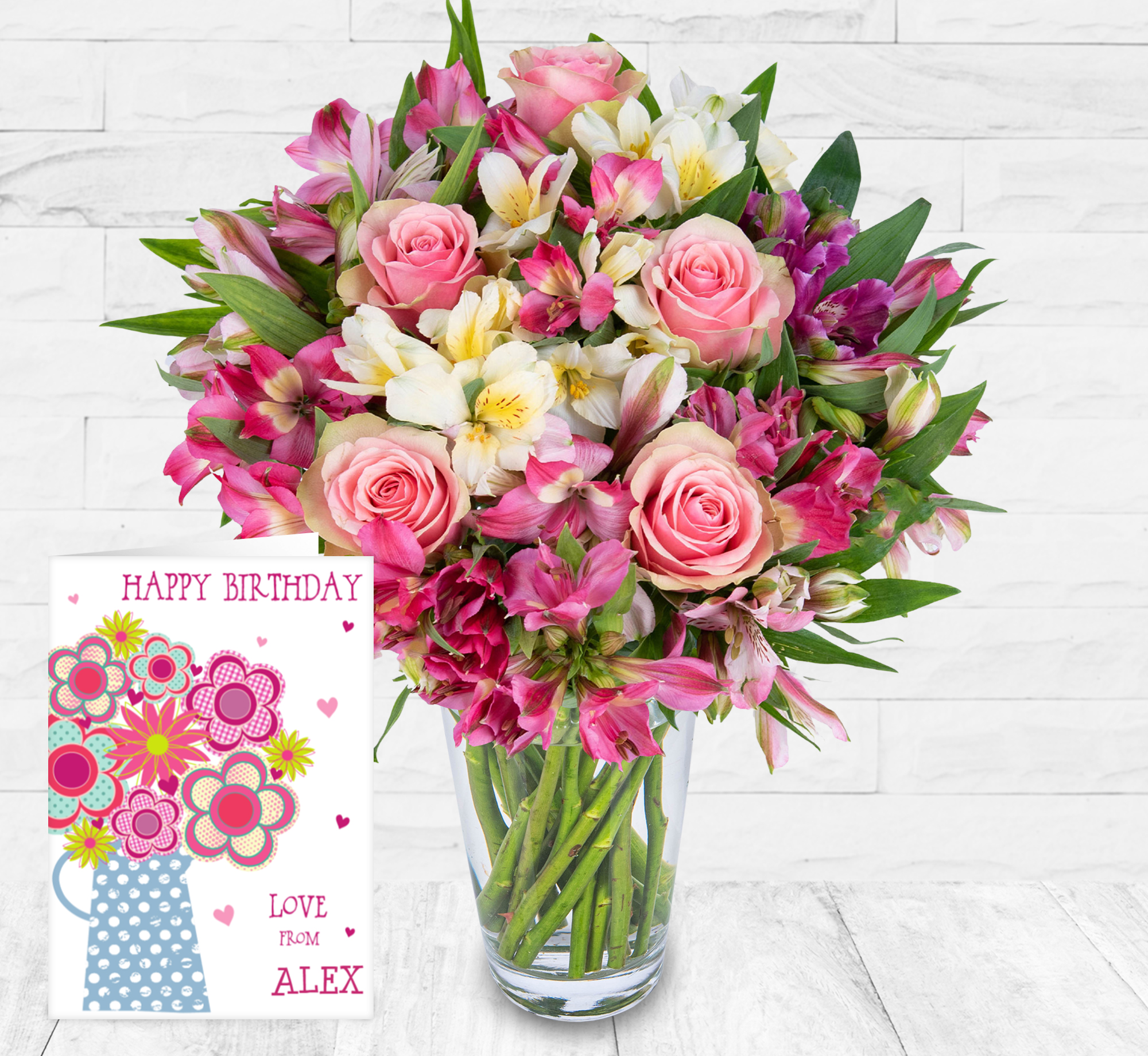 Peruvian Lily & Rose & Card