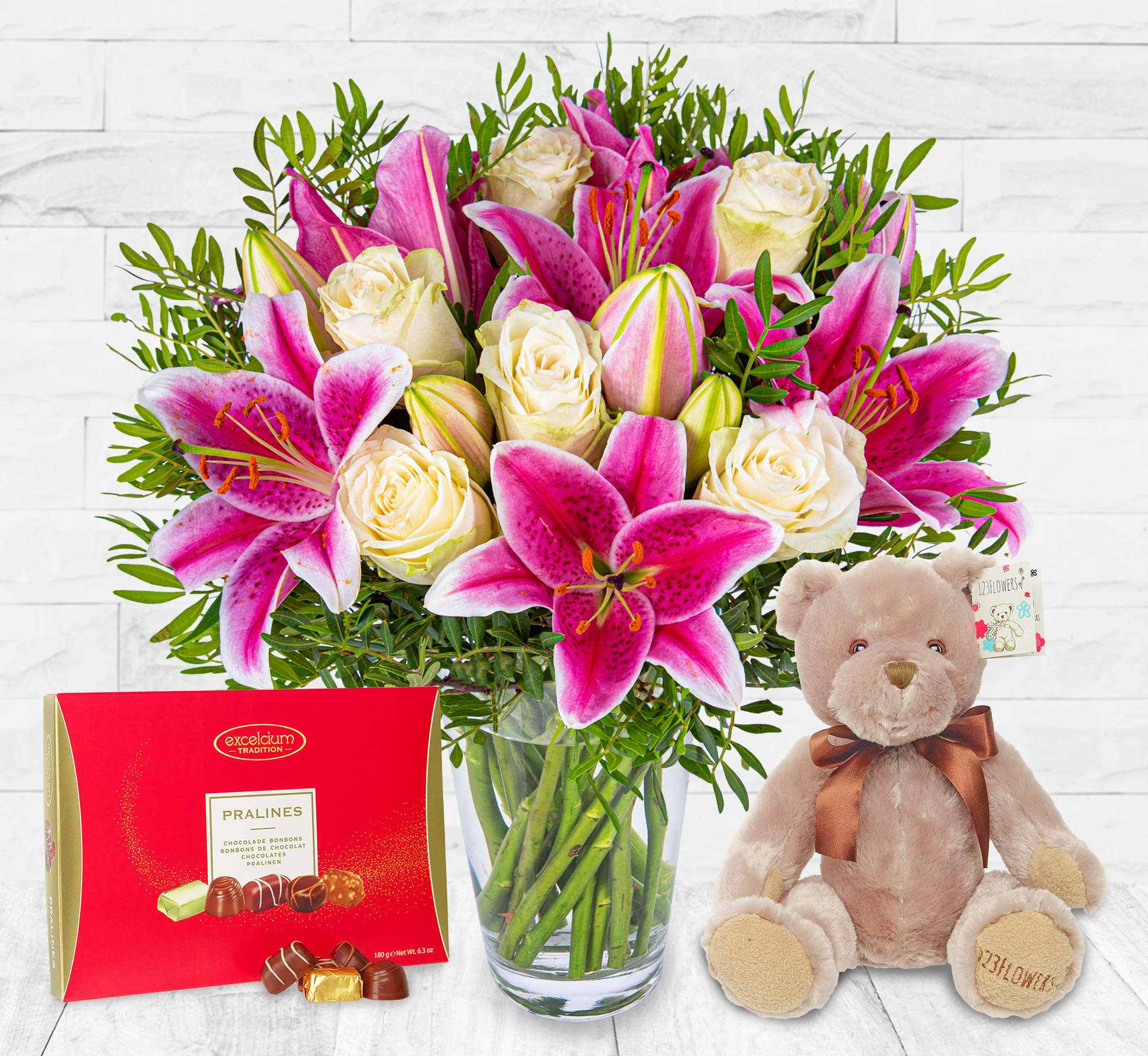 Classic Roses and Lilies Cuddle Bundle